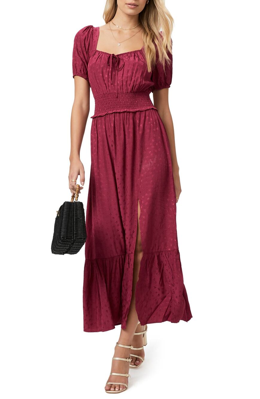 Paige Avonne Dobby Maxi Dress In Berry Jam Size S